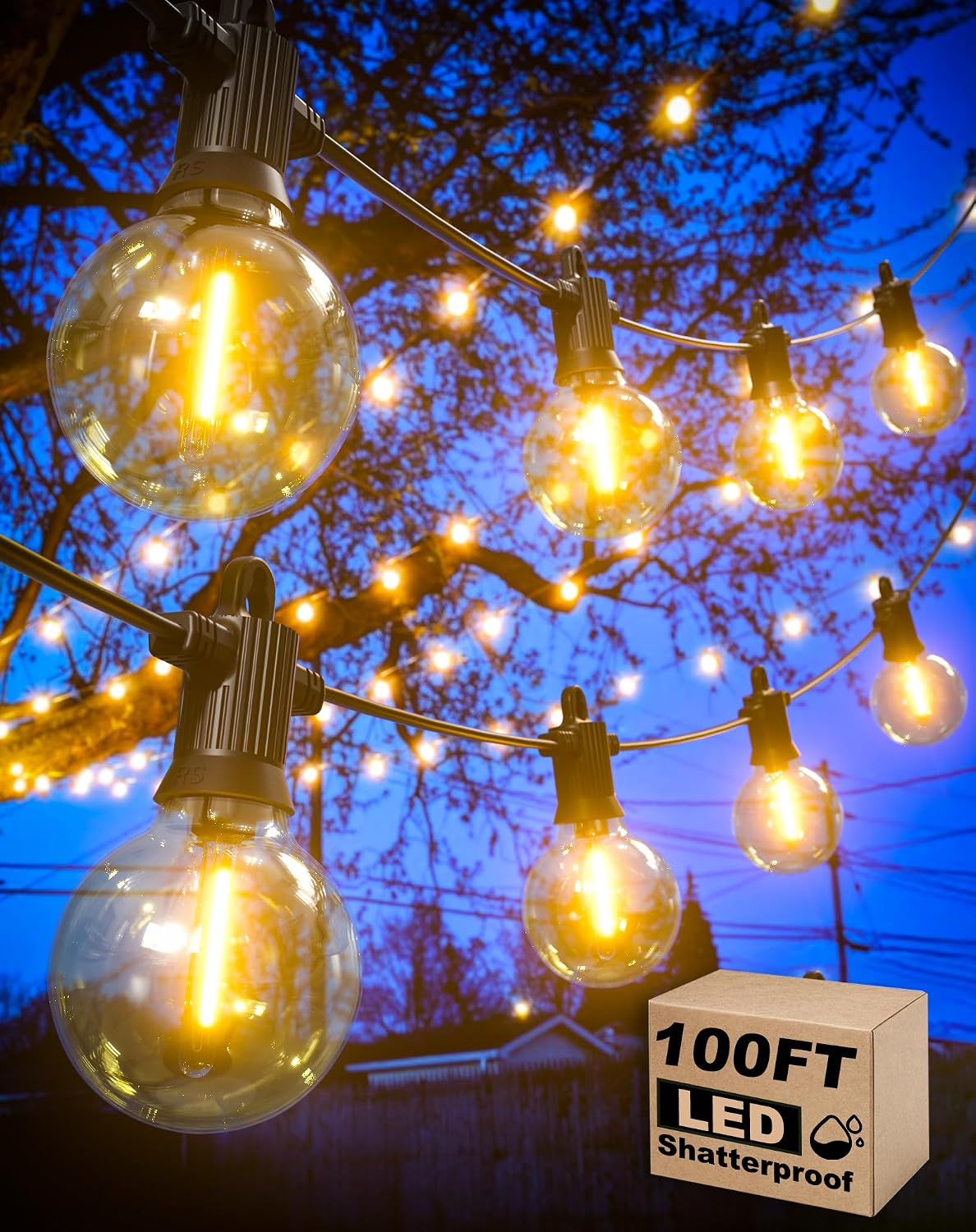 100-Foot Outdoor Patio String Light Set